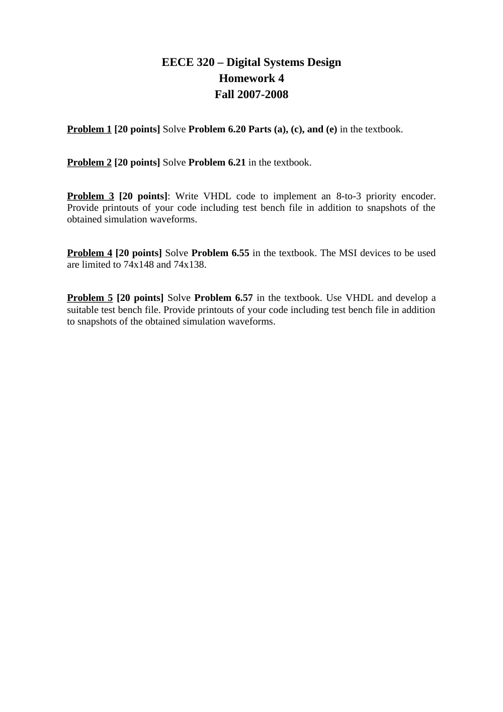 EECE 320 Homework 4 with Solution, Fall 2007, page 1