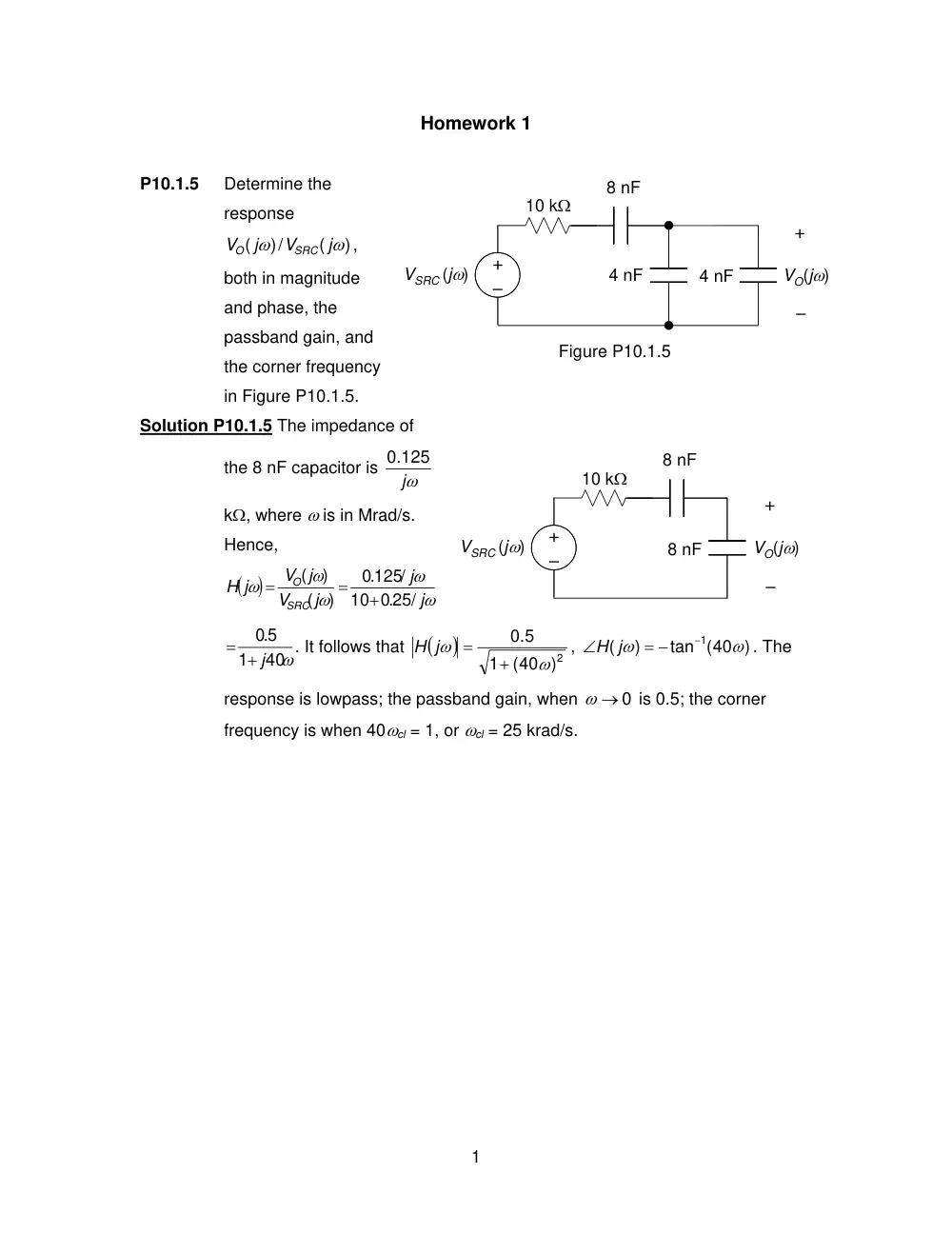EECE 290 Homework 1 with Solution, Spring 2011, page 1