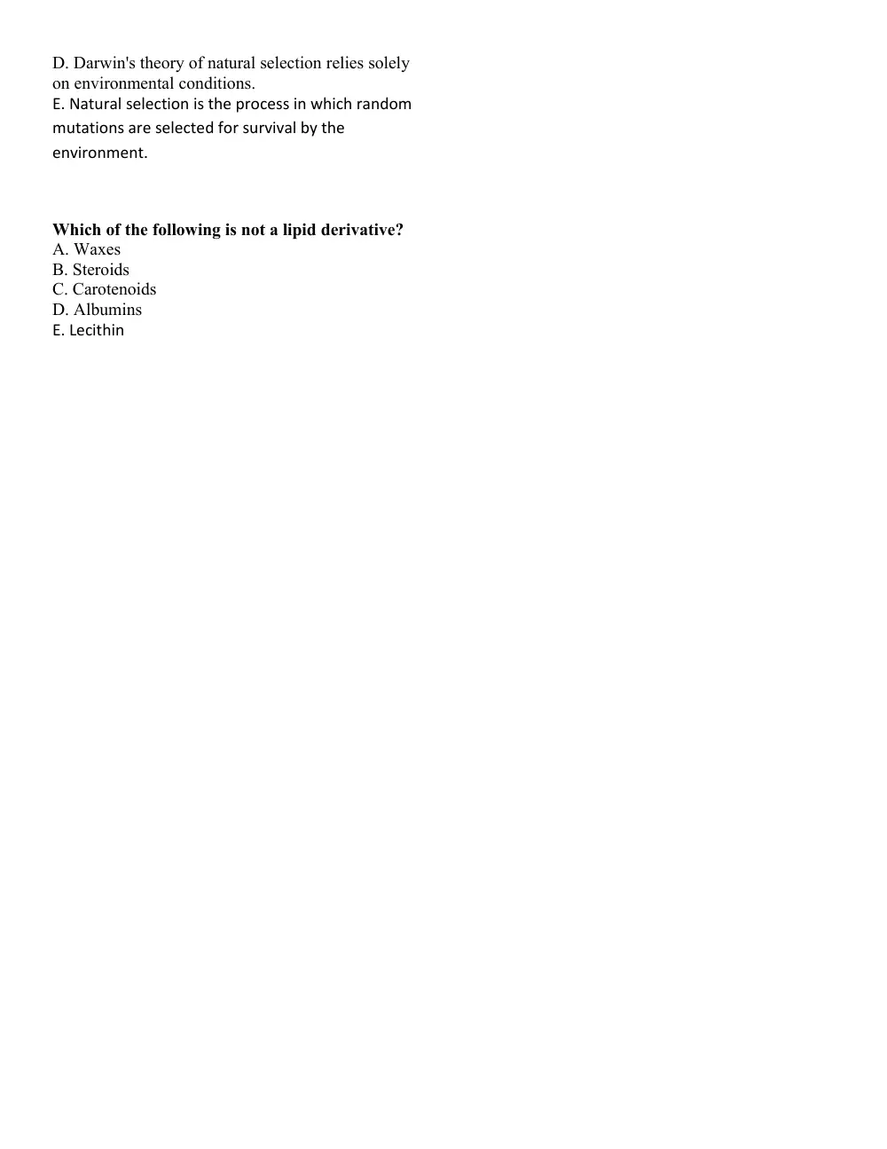 BIO 201 Exam 1 Sample, Spring 2011, page 2