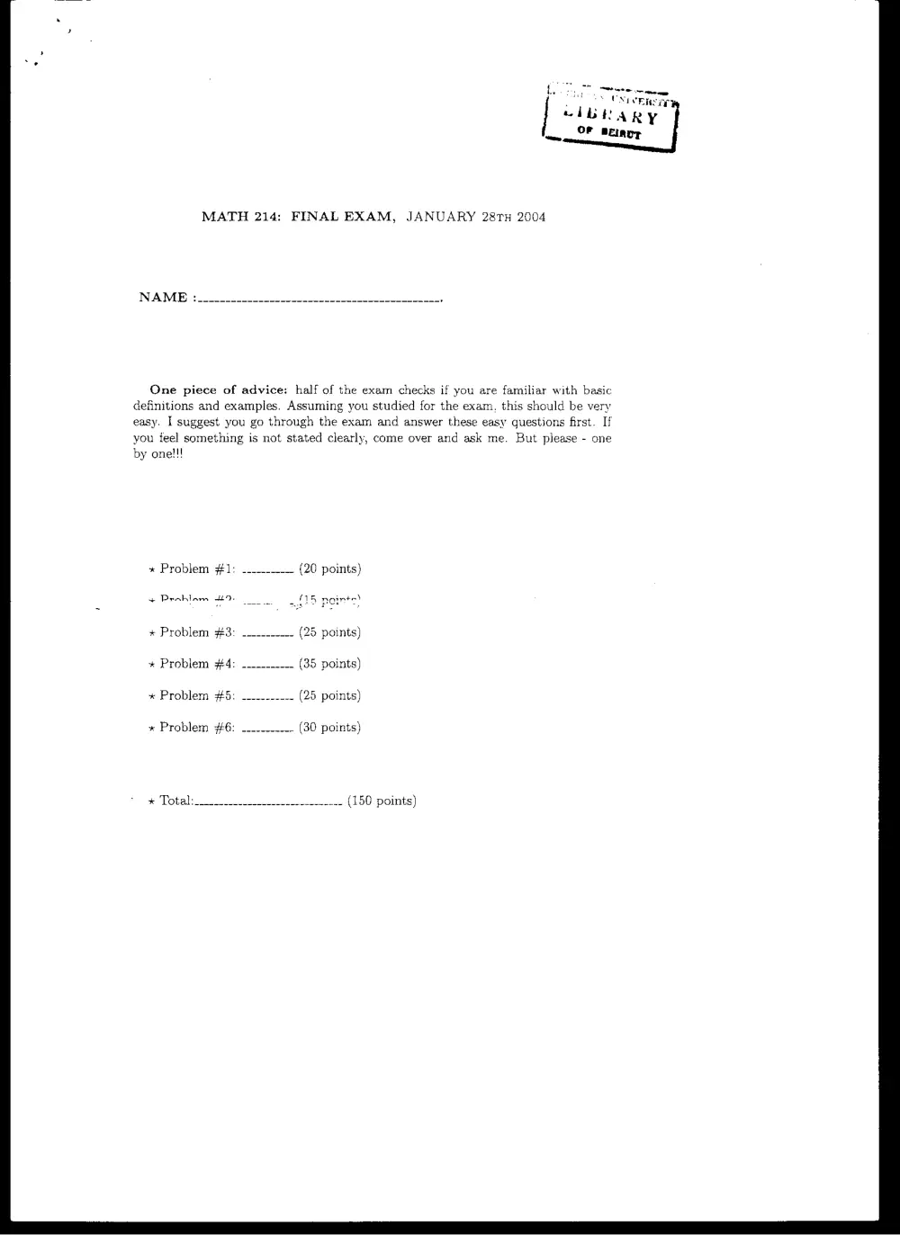 MATH 214 Final, Fall 2003, page 1