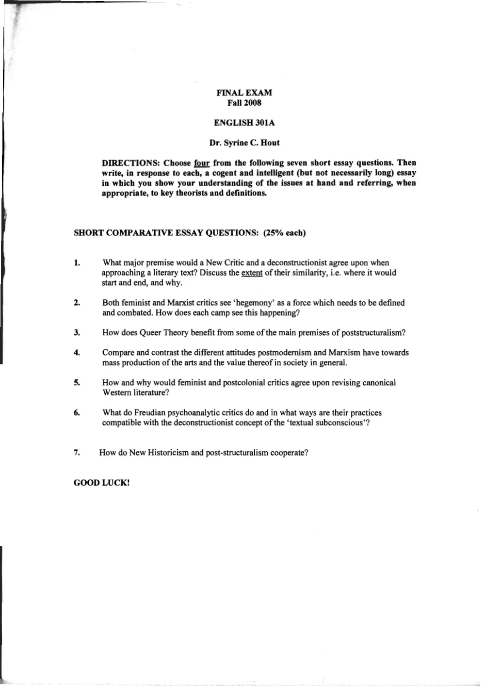 ENG 301 Final, Fall 2008, page 1