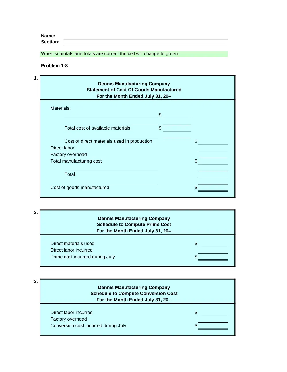 ACCT 222 Problems Excel Template, Fall 2014, page 10