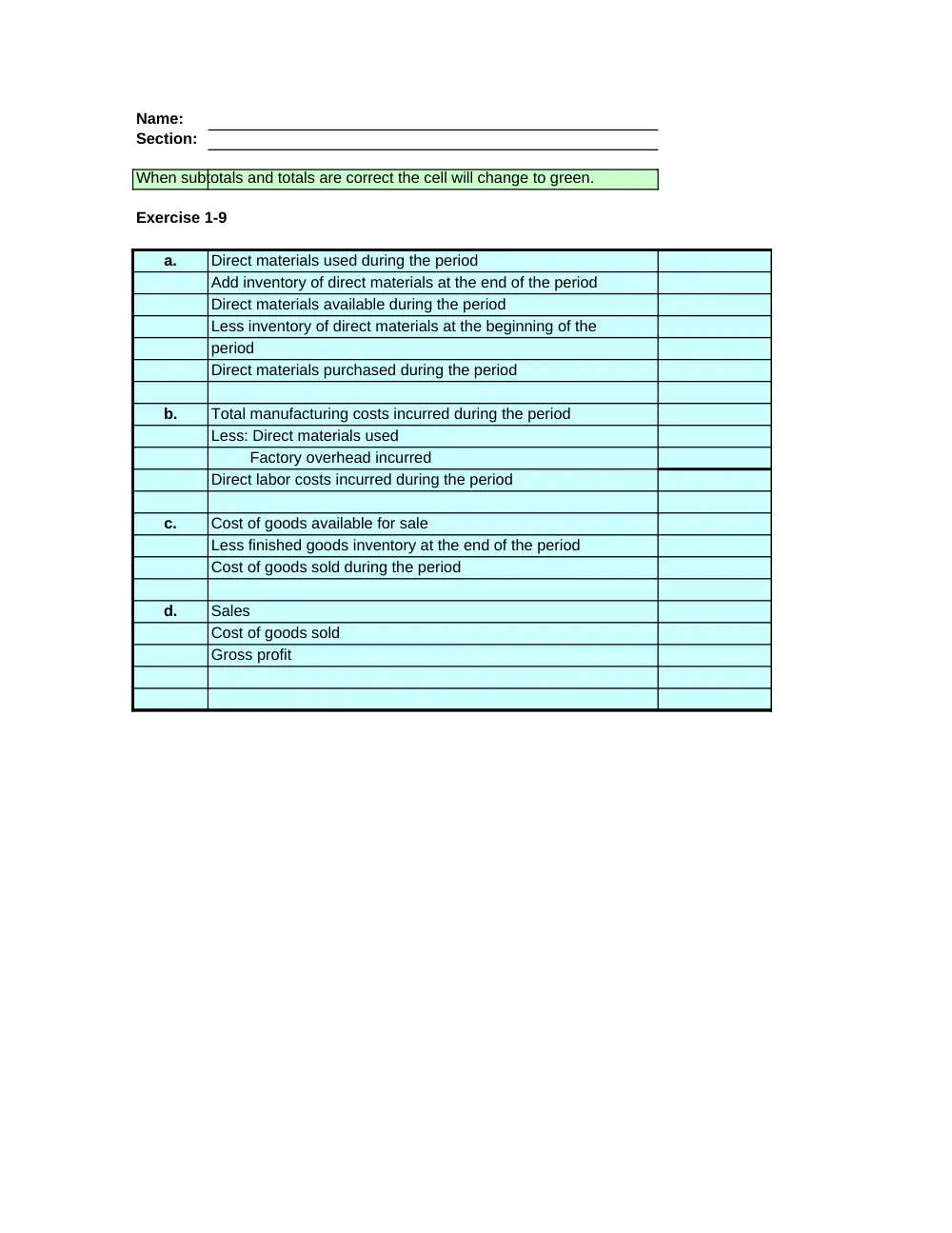 ACCT 222 Problems Excel Template, Fall 2014, page 3