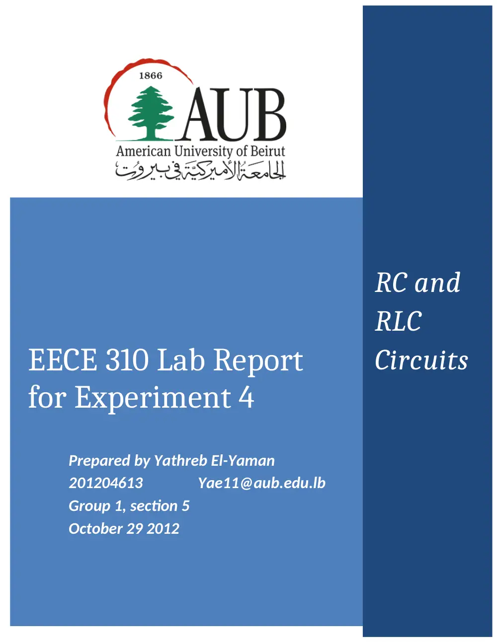 EECE 310L Report, Fall 2012, page 1