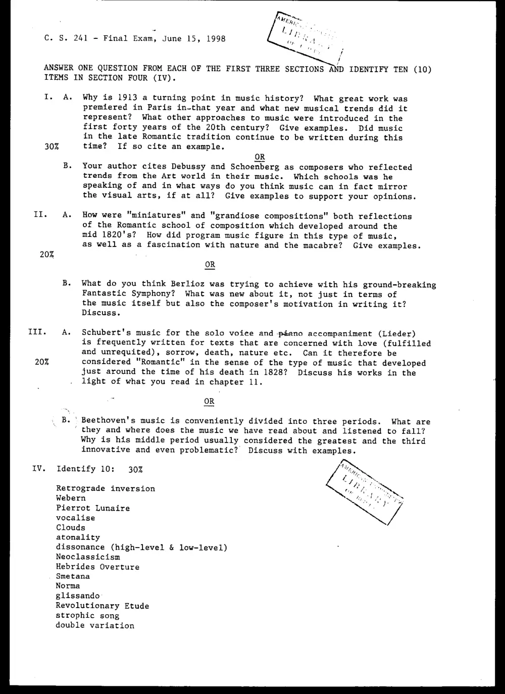CVSP 241 Final, Spring 1998, page 1