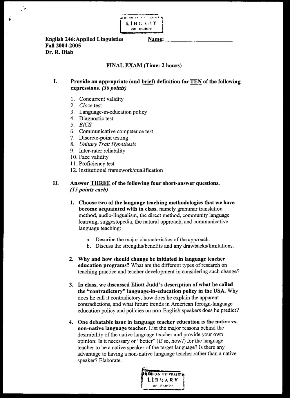 ENG 246 Final, Fall 2004, page 1