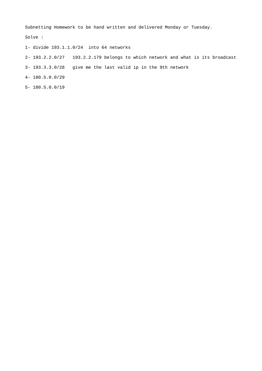 CSI 345 Homework, Spring 2012, page 1