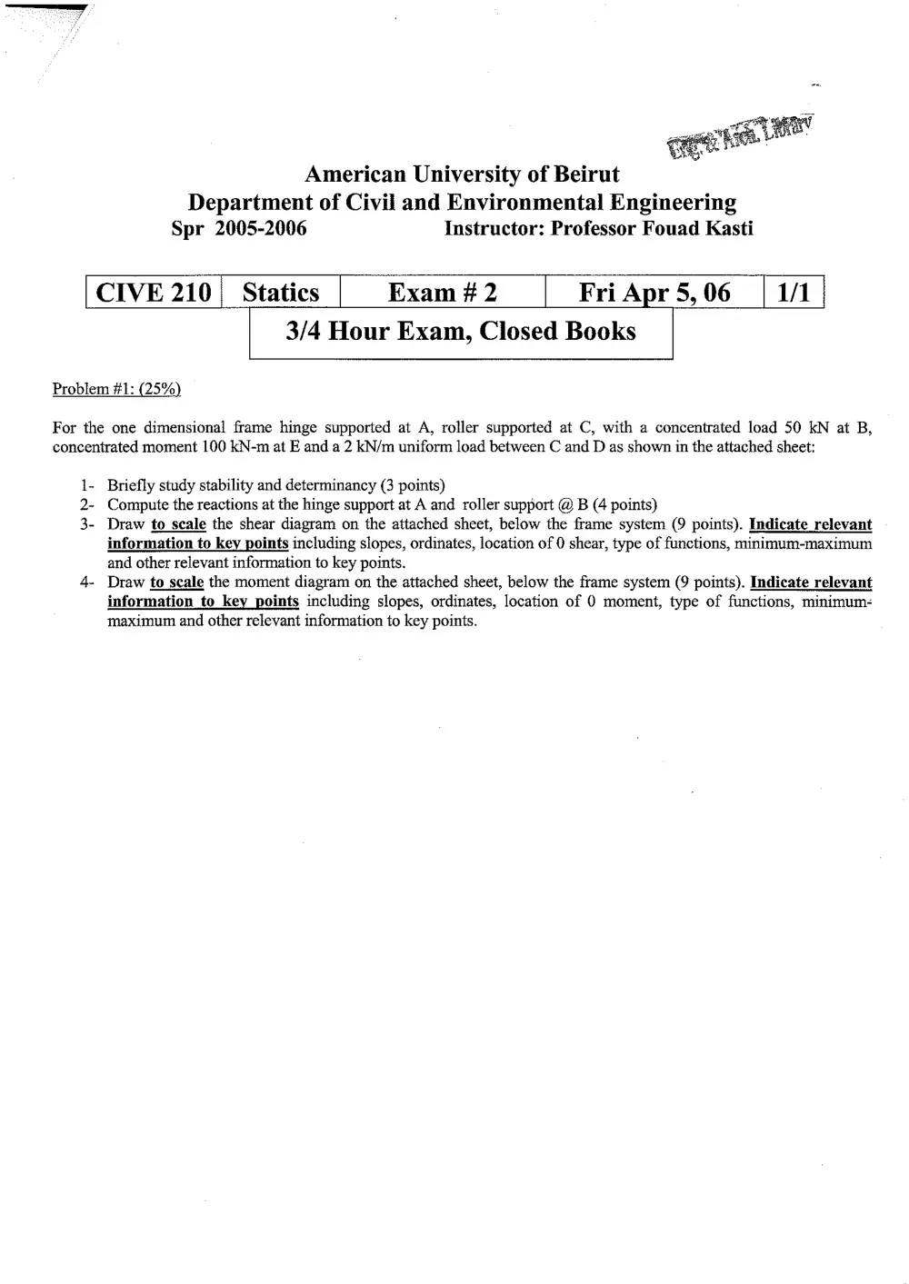 CIVE 210 Problems, Fall 1998, page 7
