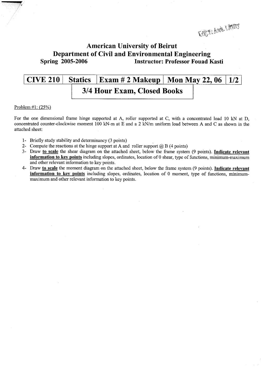 CIVE 210 Problems, Fall 1998, page 9