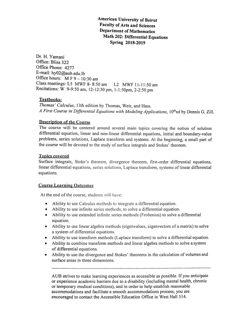MATH 202 Syllabus, Fall 2018, page 1