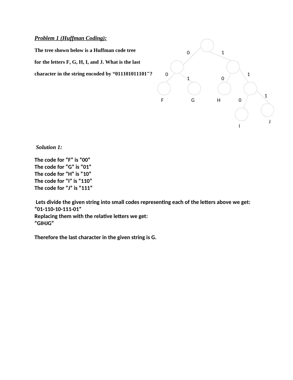 EECE 330 Problems Huffman Coding, Summer 2014, page 1