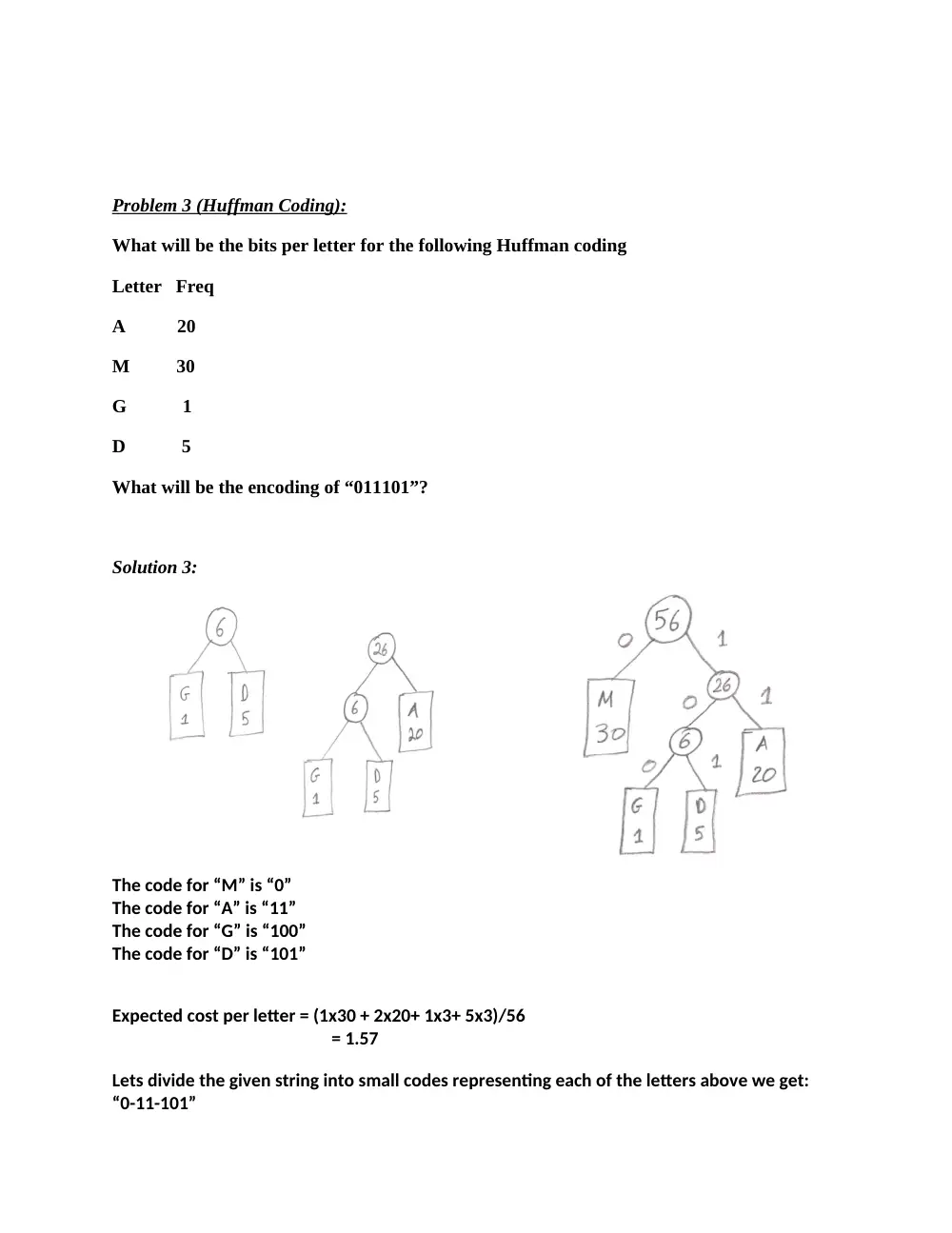 EECE 330 Problems Huffman Coding, Summer 2014, page 3