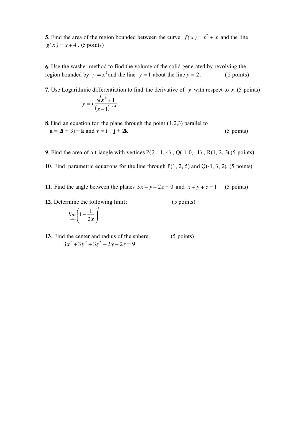 MATH 102 Final, Fall 2005, page 2