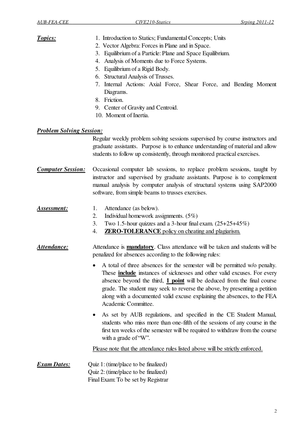 CIVE 210 Syllabus, Spring 2012, page 2