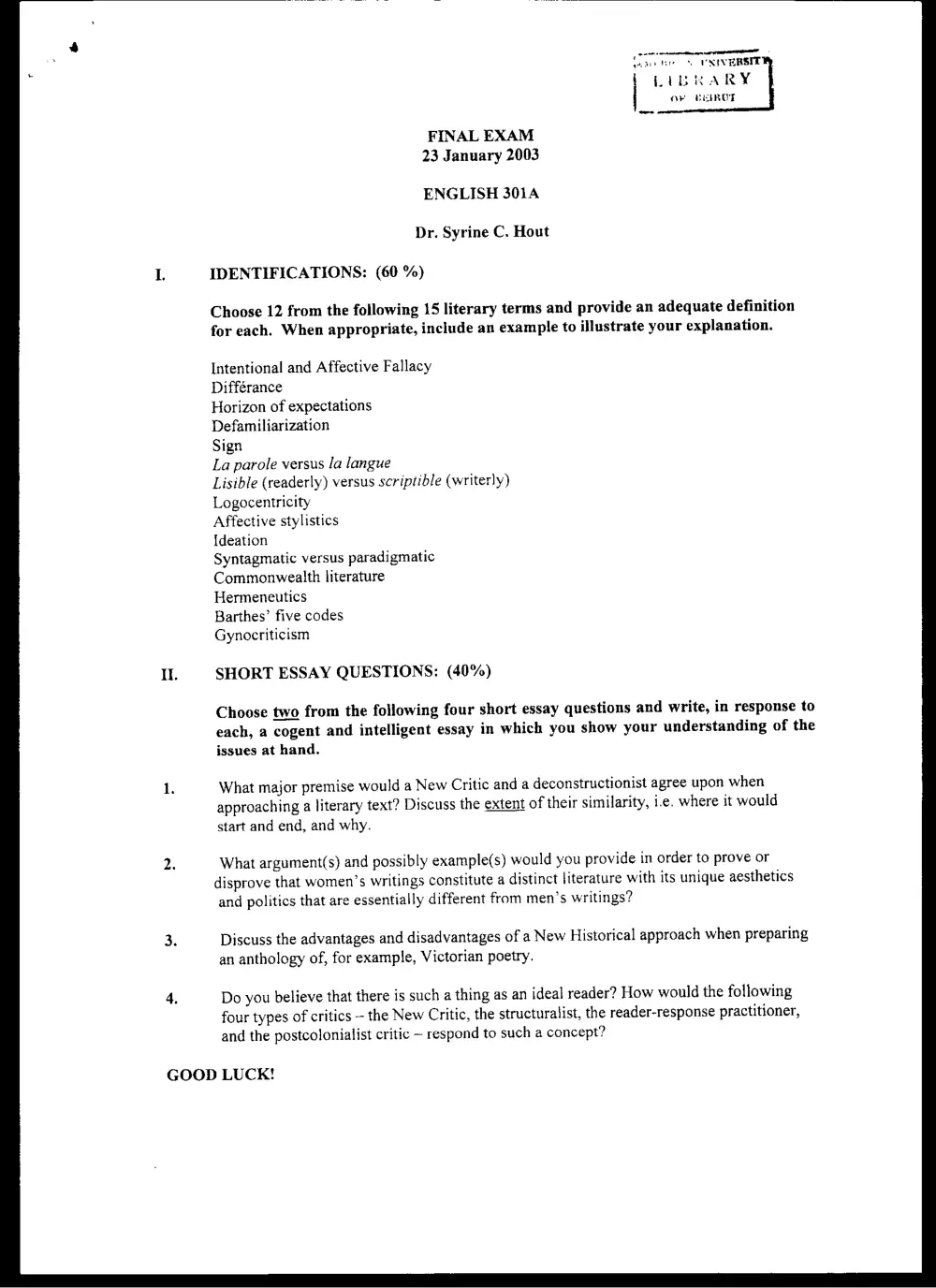ENG 301 Final, Fall 2002, page 1