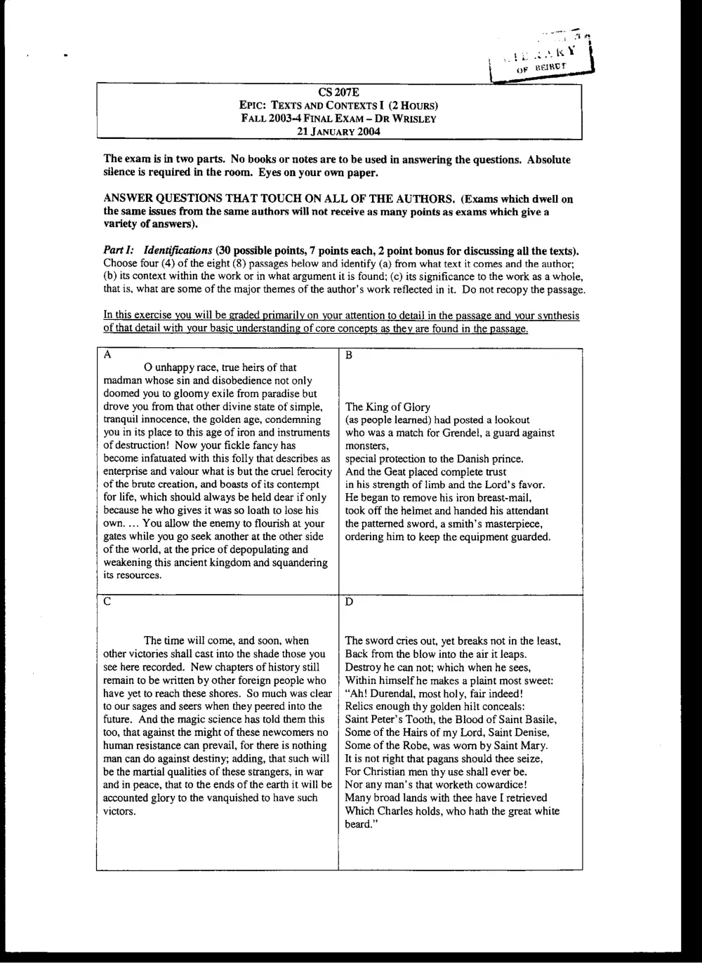 CVSP 207A Final, Fall 2003, page 1