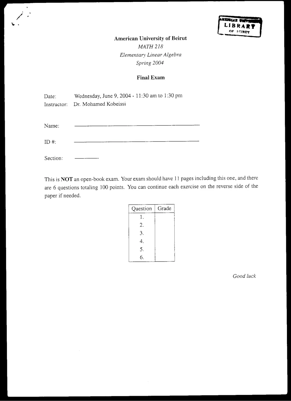 MATH 218 Final, Spring 2004, page 1