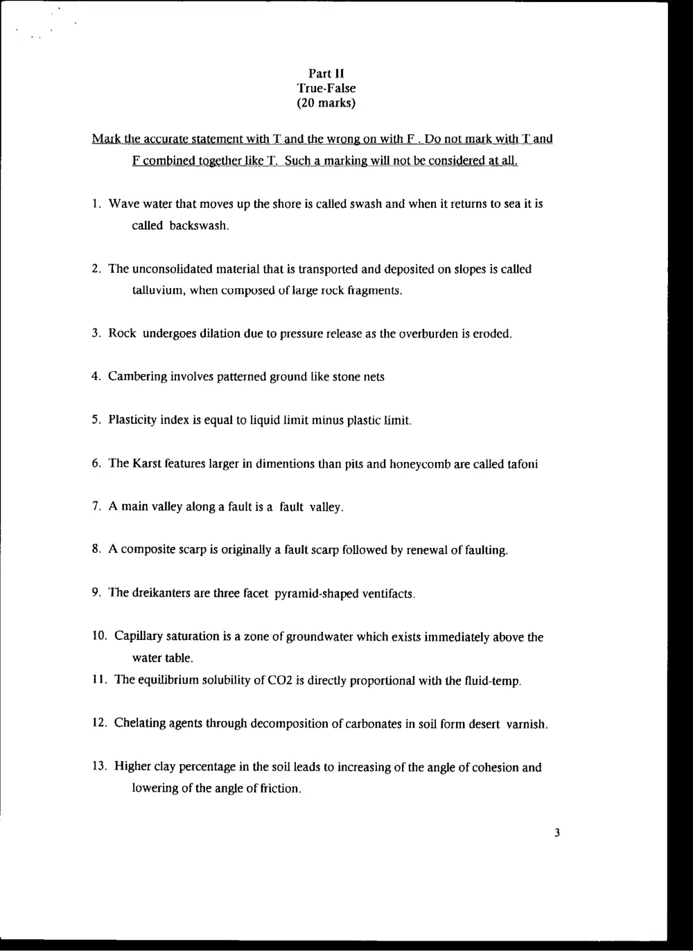 GEOL 210 Final, Fall 1997, page 3