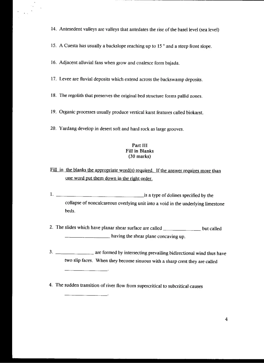 GEOL 210 Final, Fall 1997, page 4