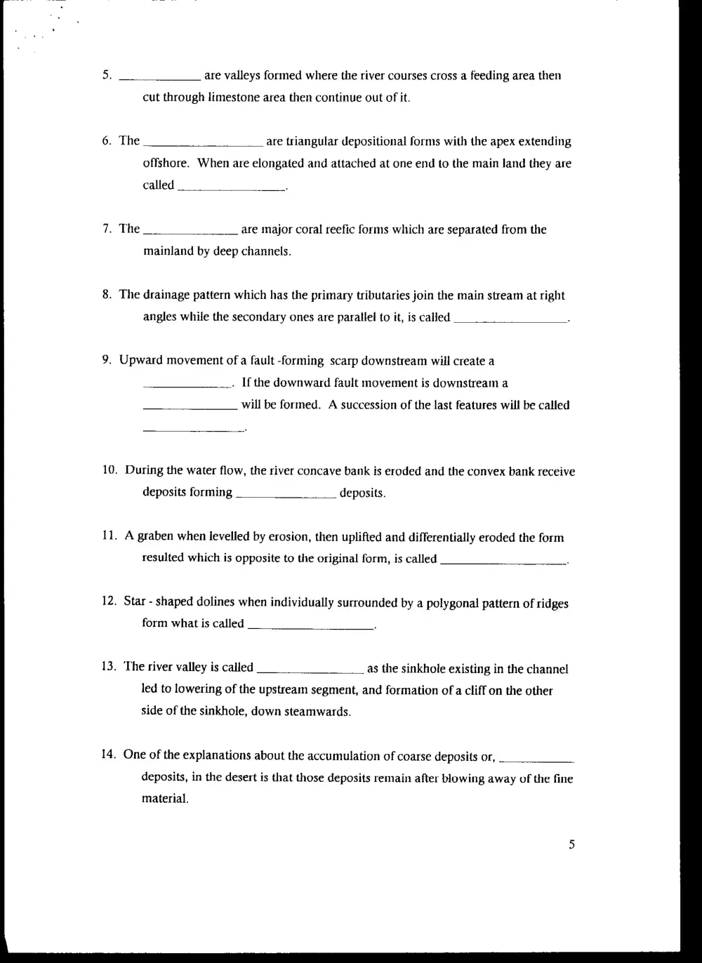 GEOL 210 Final, Fall 1997, page 5