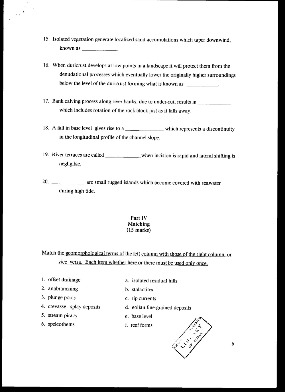 GEOL 210 Final, Fall 1997, page 6