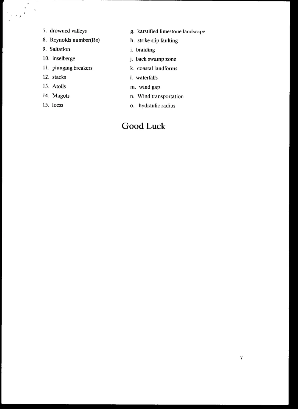 GEOL 210 Final, Fall 1997, page 7
