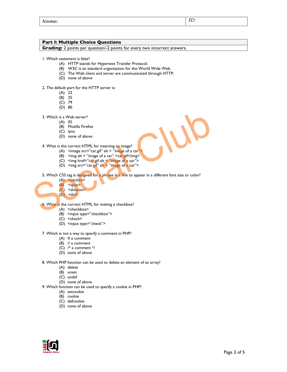 CSC 443 Midterm, Fall 2008, page 2