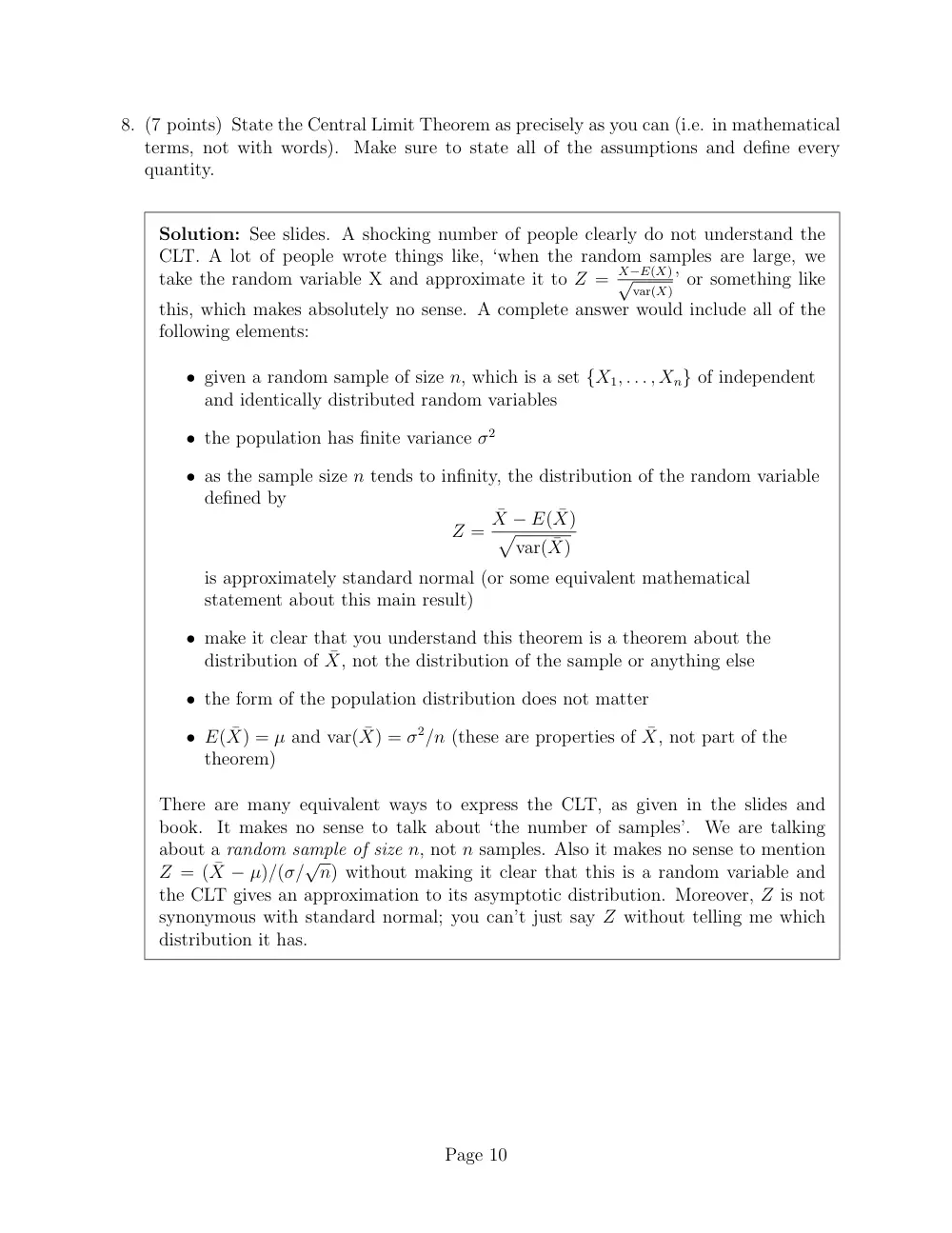 STAT 230 Midterm With Solution, Summer 2013, page 10