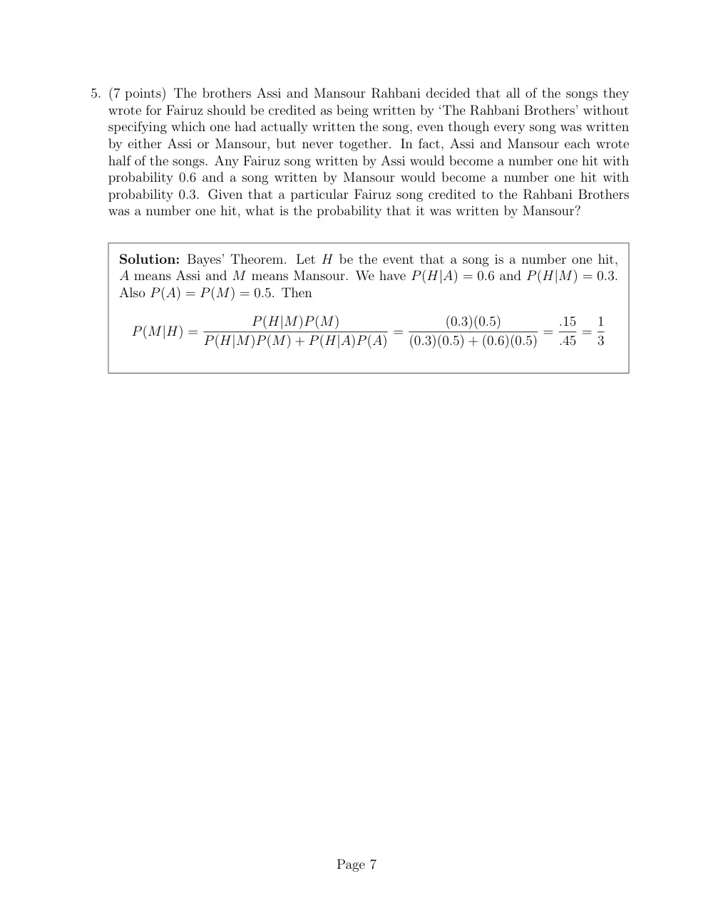 STAT 230 Midterm With Solution, Summer 2013, page 7