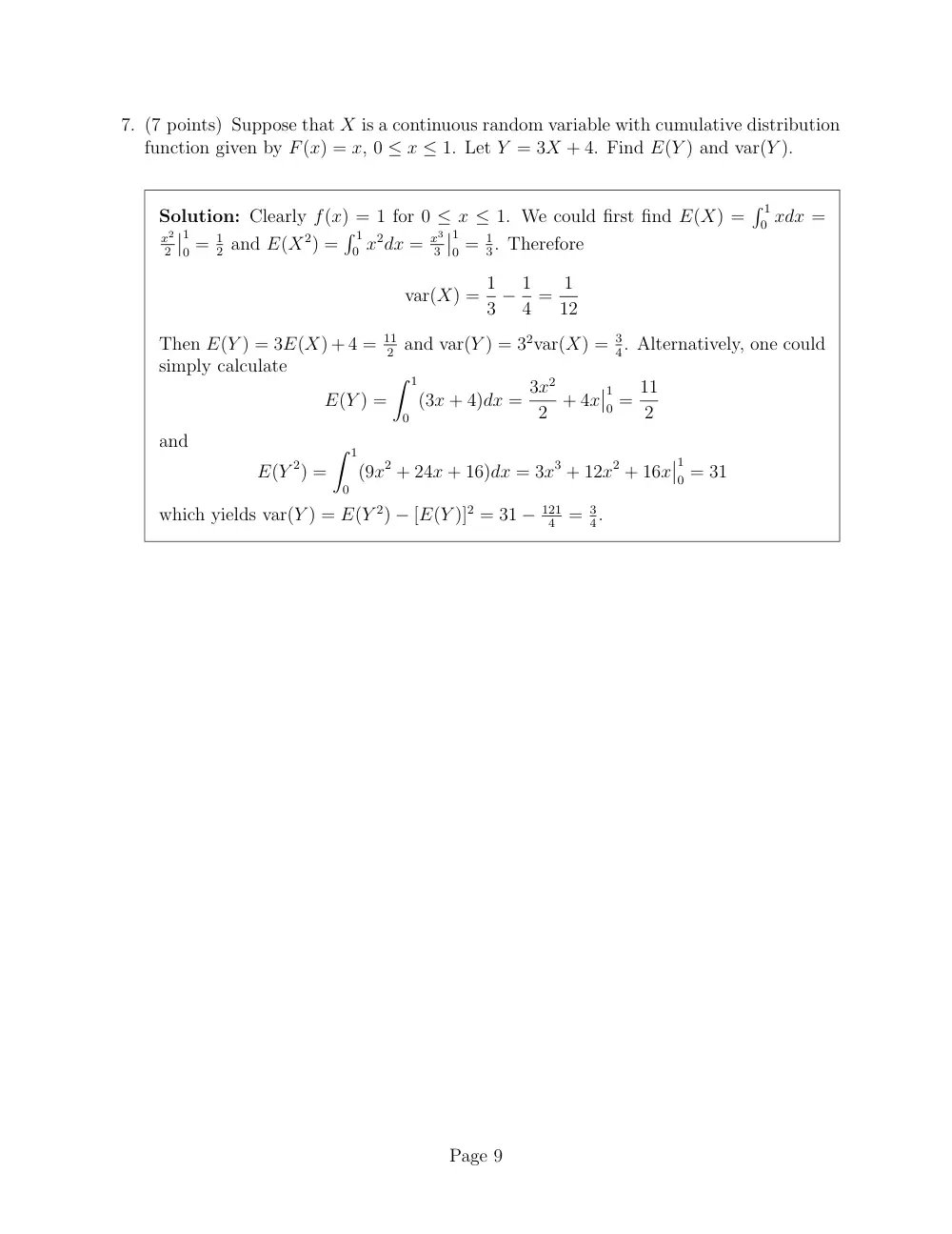 STAT 230 Midterm With Solution, Summer 2013, page 9