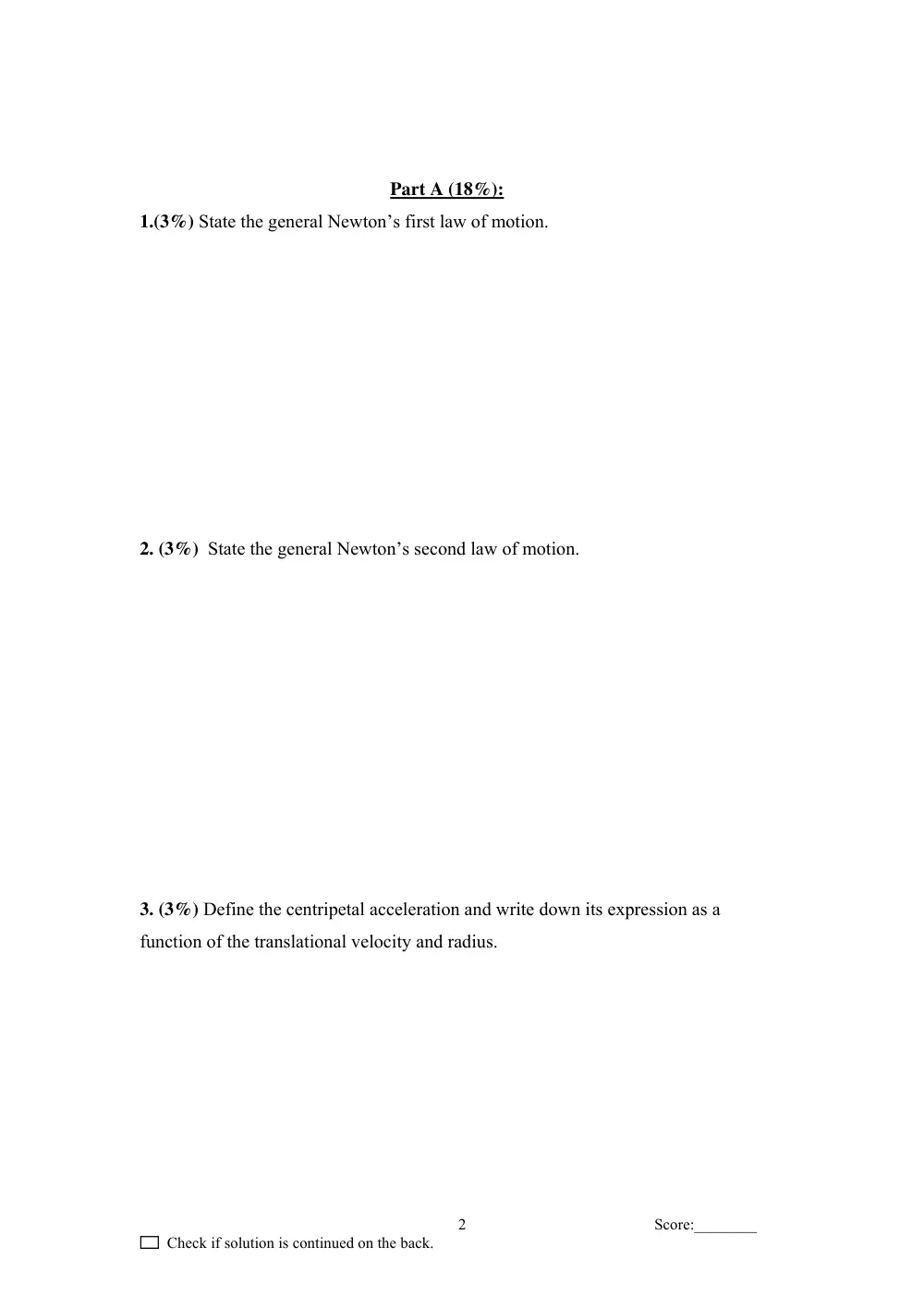 PHYS 103 Final, Fall 2007, page 2