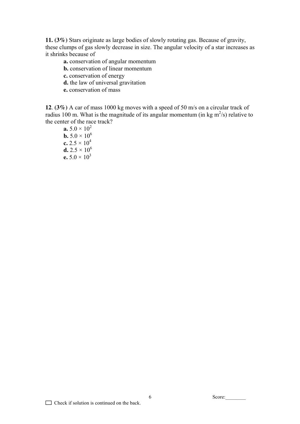 PHYS 103 Final, Fall 2007, page 6