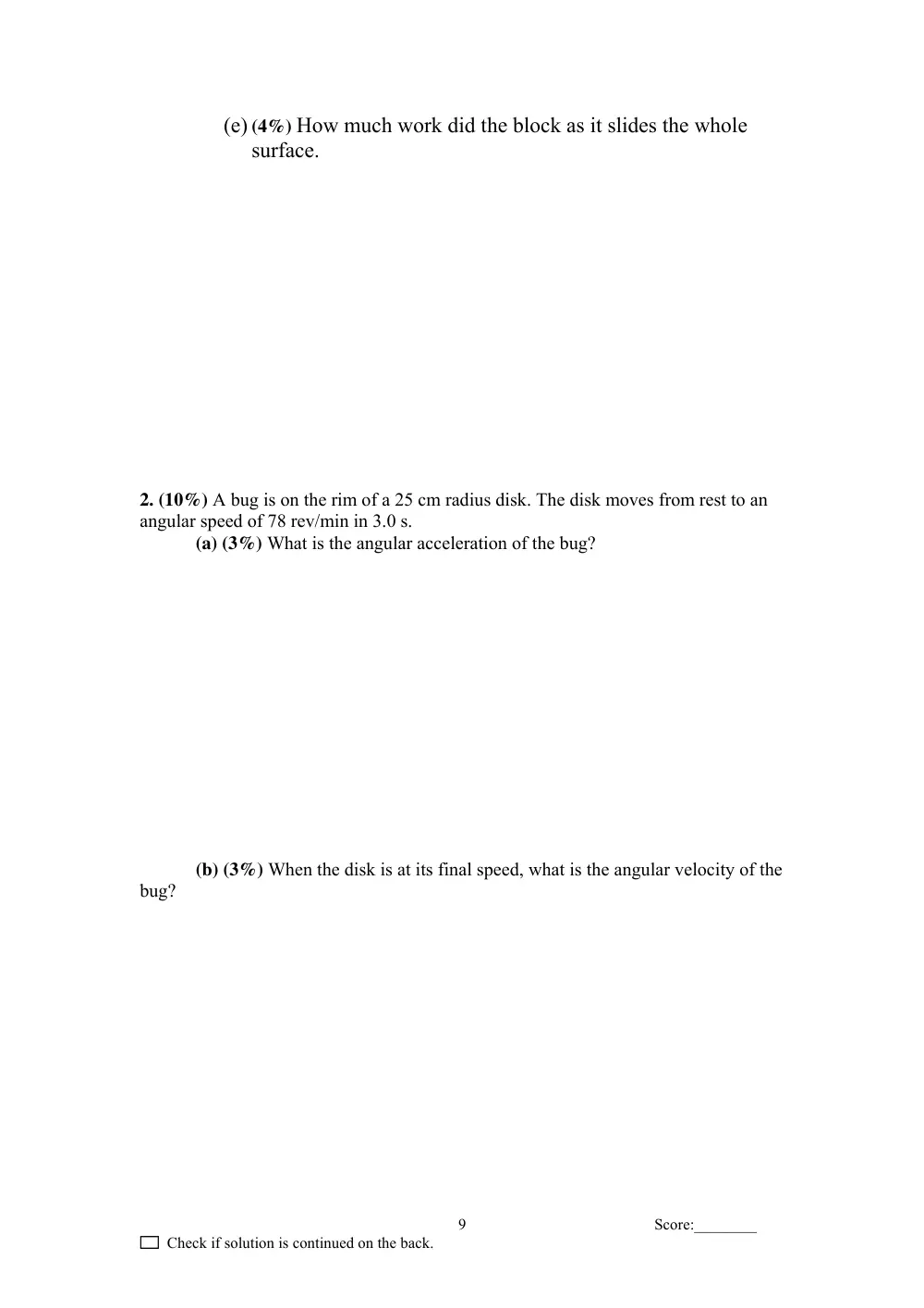 PHYS 103 Final, Fall 2007, page 9