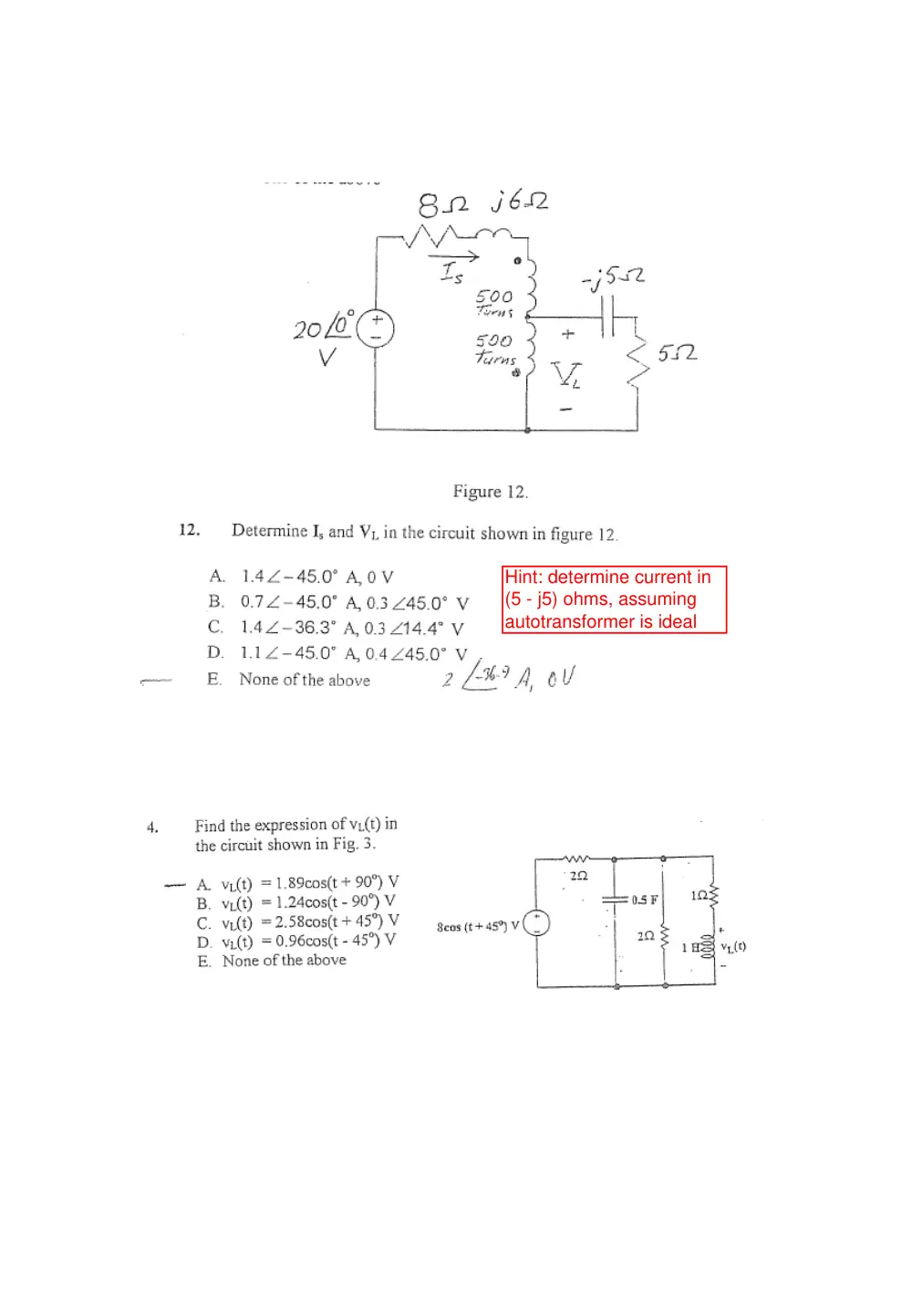 EECE 210 Problems For Quiz 3 with Solution, Fall 2011, page 3