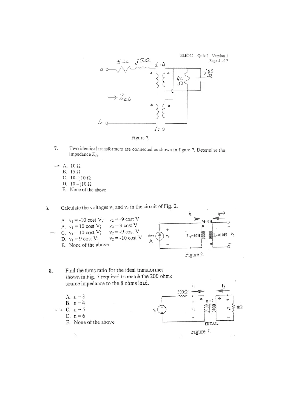 EECE 210 Problems For Quiz 3 with Solution, Fall 2011, page 9