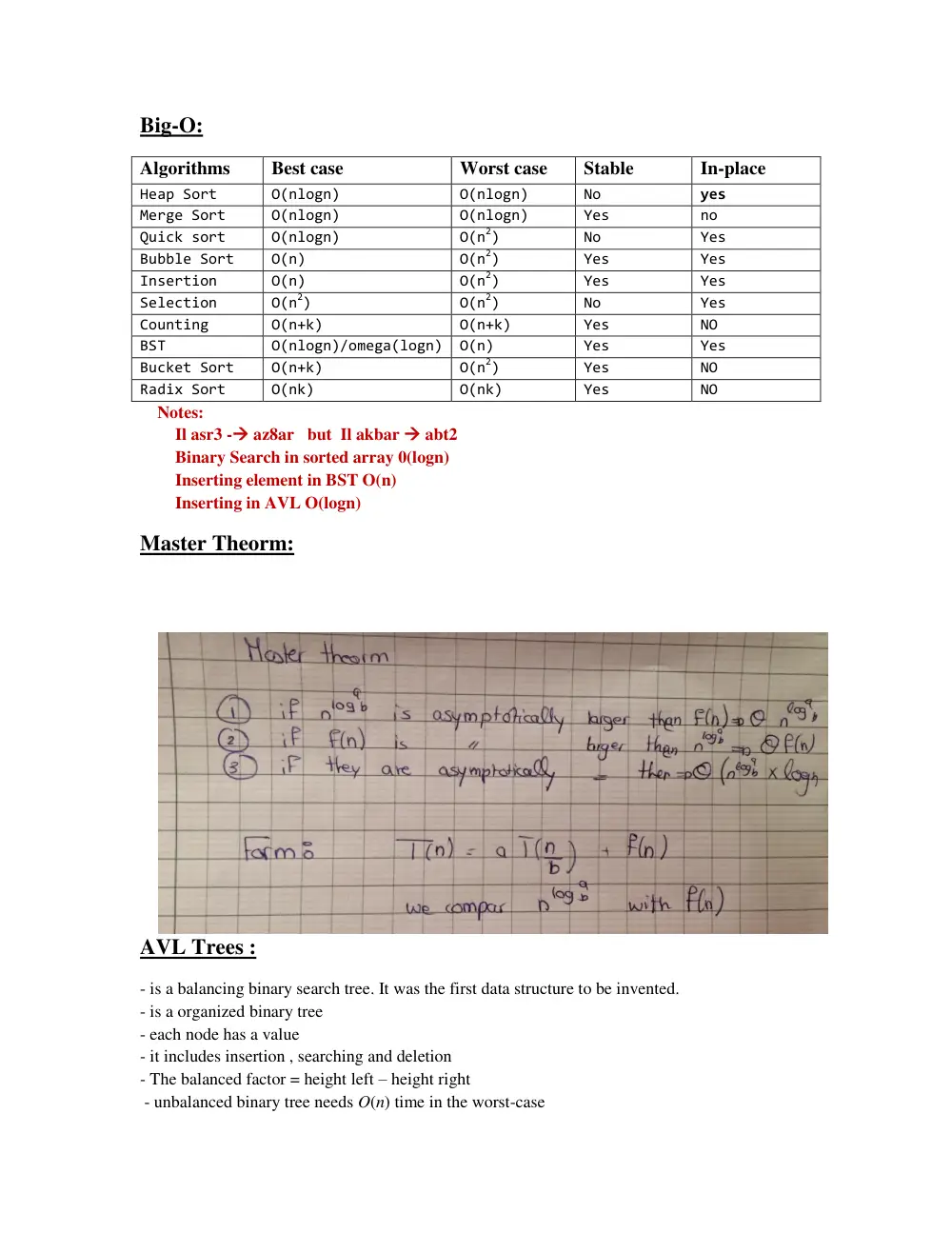 CSC 310 Notes for Final, Fall 2018, page 9