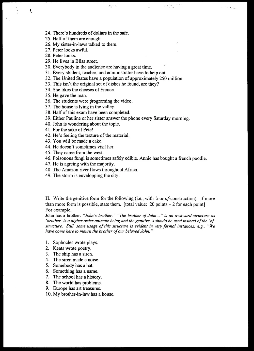 ENG 231 Final, Fall 1999, page 2