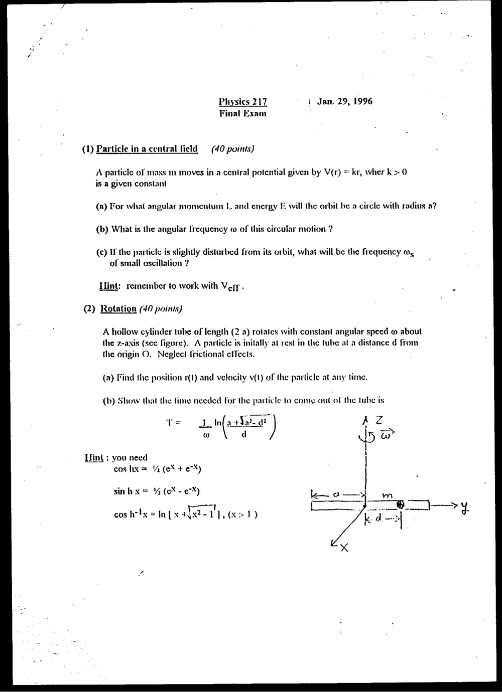 PHYS 217 Final, Fall 1995, page 2