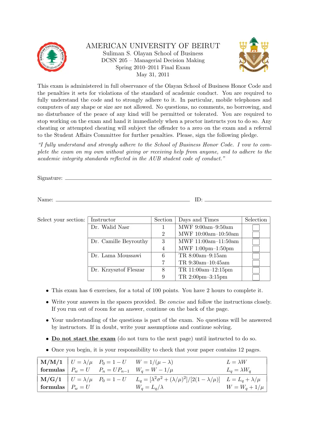 DCSN 205 Final, Spring 2012, page 1