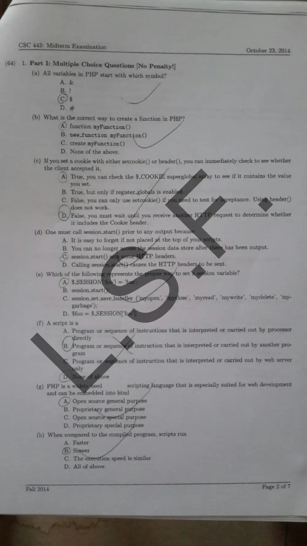 CSC 443 Midterm, Fall 2014, page 2