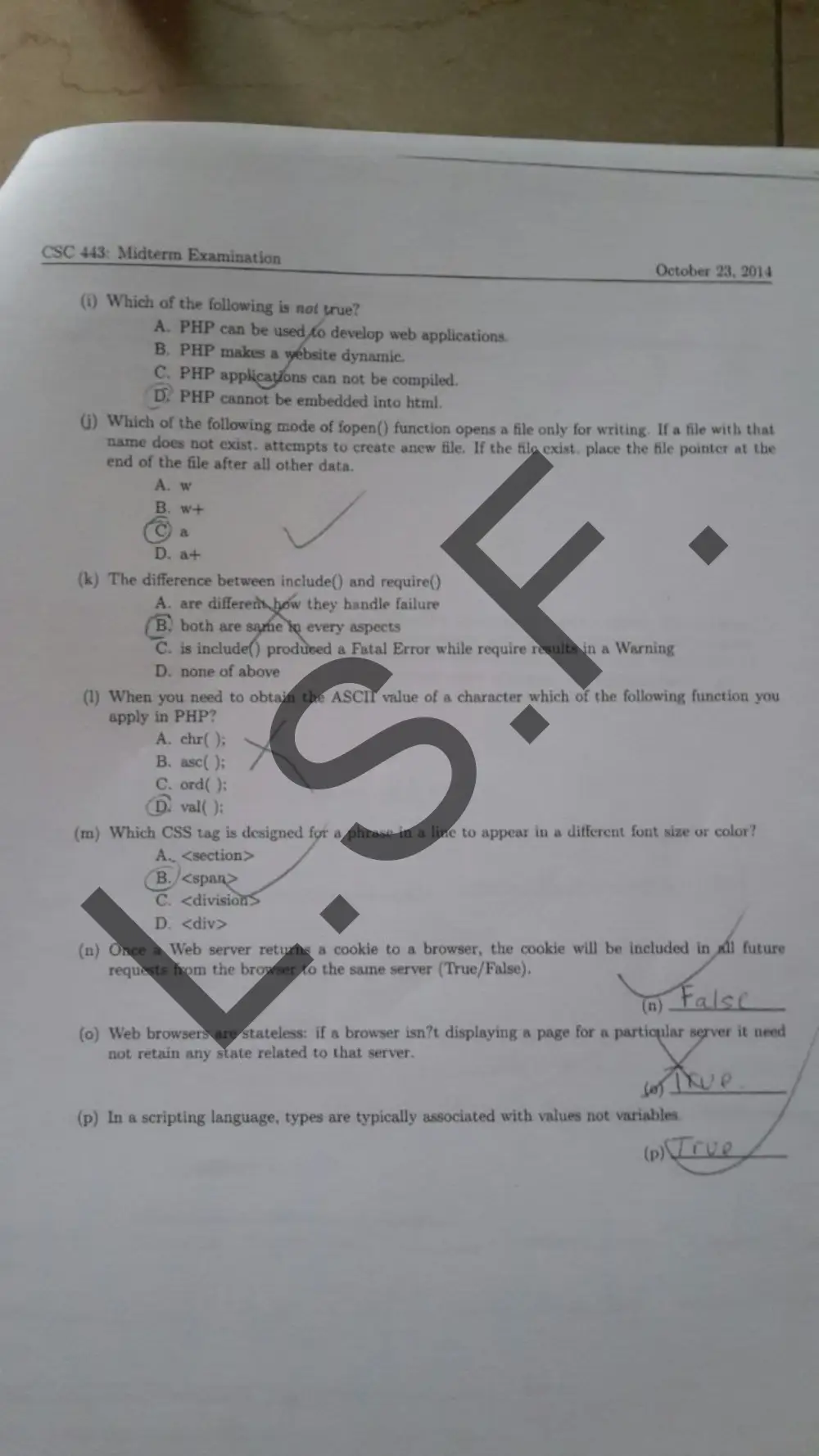 CSC 443 Midterm, Fall 2014, page 3