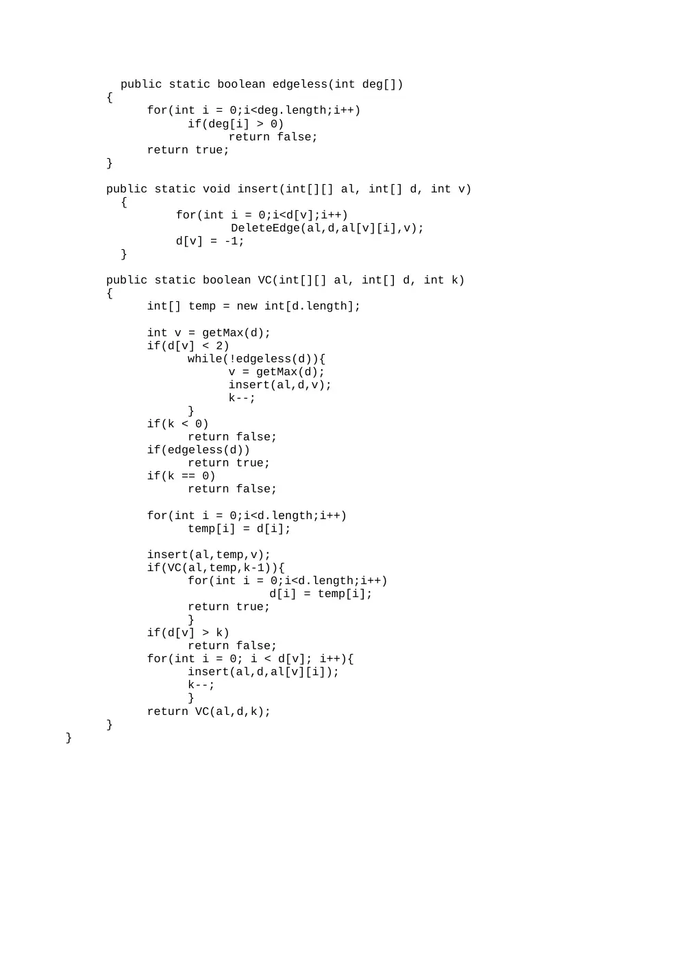 CSC 310 Code Vertex Cover, Spring 2013, page 2