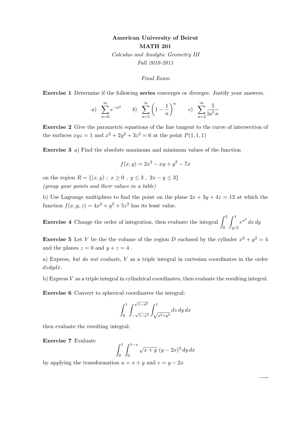 MATH 201 Final, Fall 2010, page 1