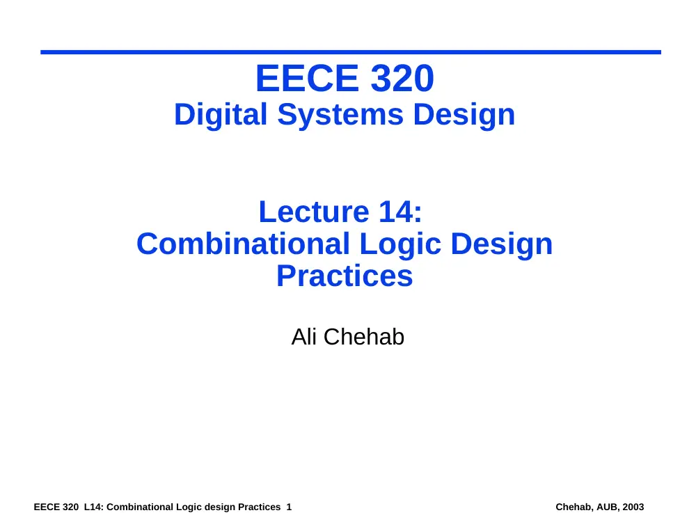 EECE 320 Lecture 14, Fall 2011, page 1