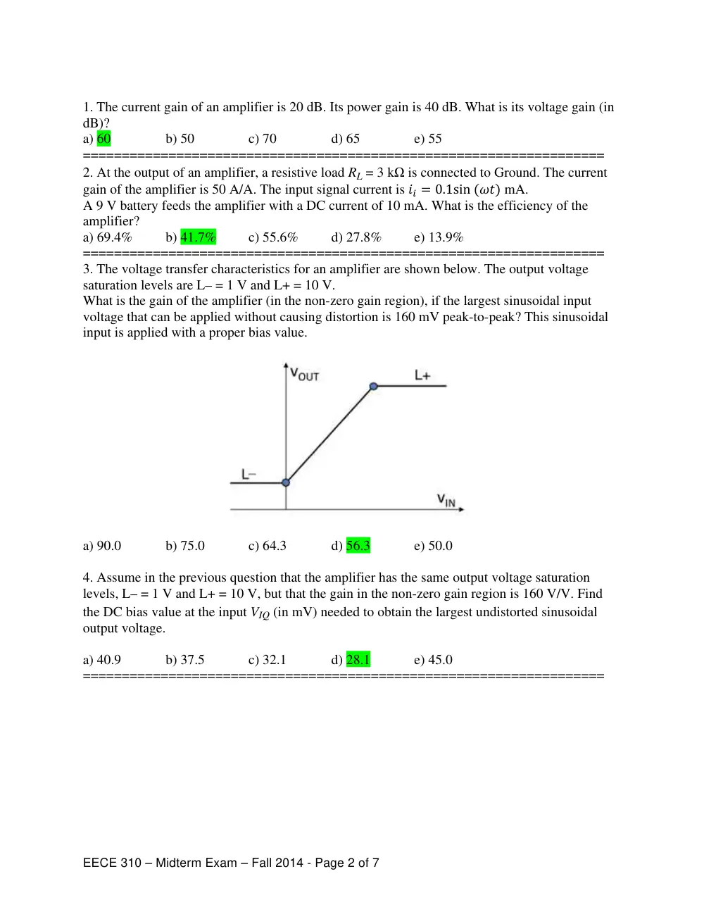EECE 310 Midterm with Solutions, Fall 2014, page 2