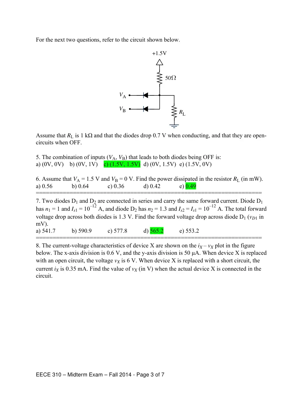 EECE 310 Midterm with Solutions, Fall 2014, page 3
