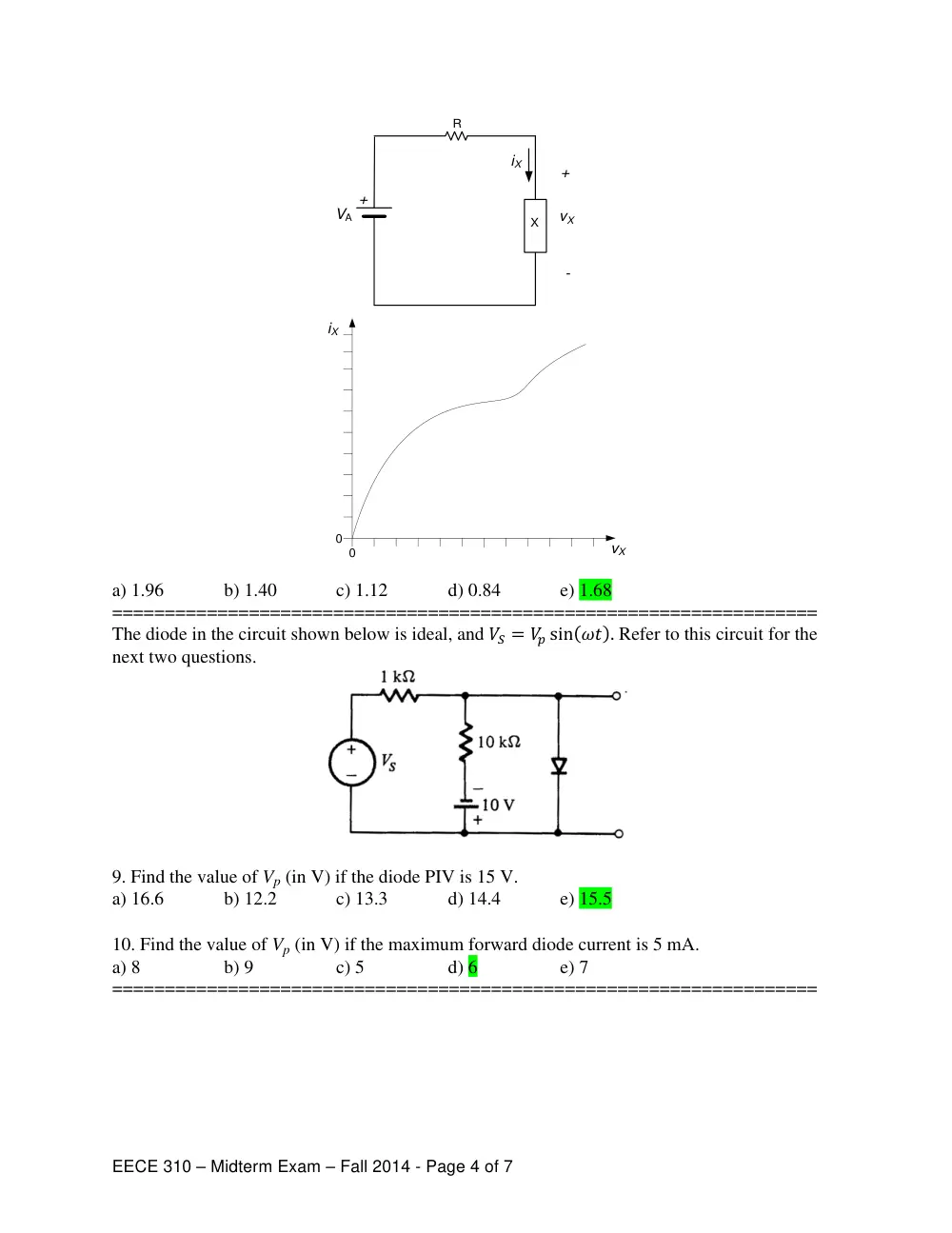 EECE 310 Midterm with Solutions, Fall 2014, page 4