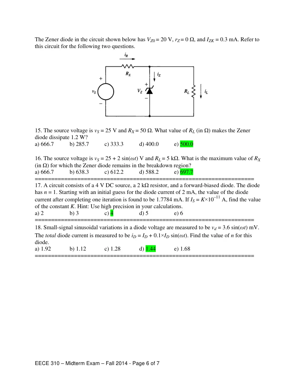 EECE 310 Midterm with Solutions, Fall 2014, page 6