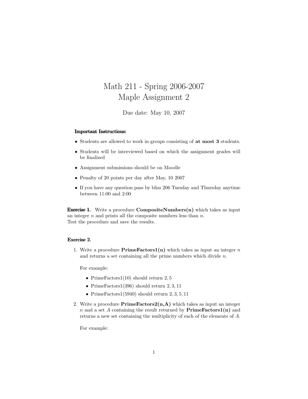 MATH 211 Homework, Spring 2008, page 1