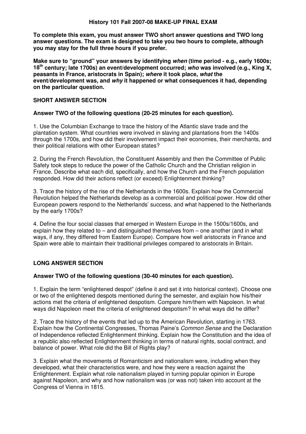HIST 101 Final, Fall 2007, page 1